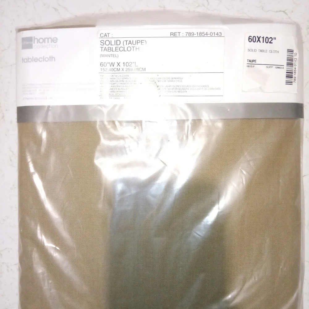 JCP Home Collection Oversized Solid Taupe Tablecloth Cotton 60